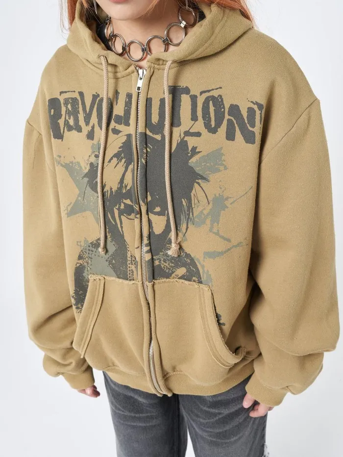 Women Minga London Sweaters and Hoodies Revolution Zip Up Hoodie