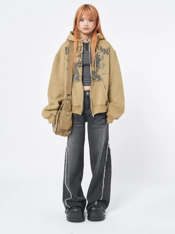 Women Minga London Sweaters and Hoodies Revolution Zip Up Hoodie