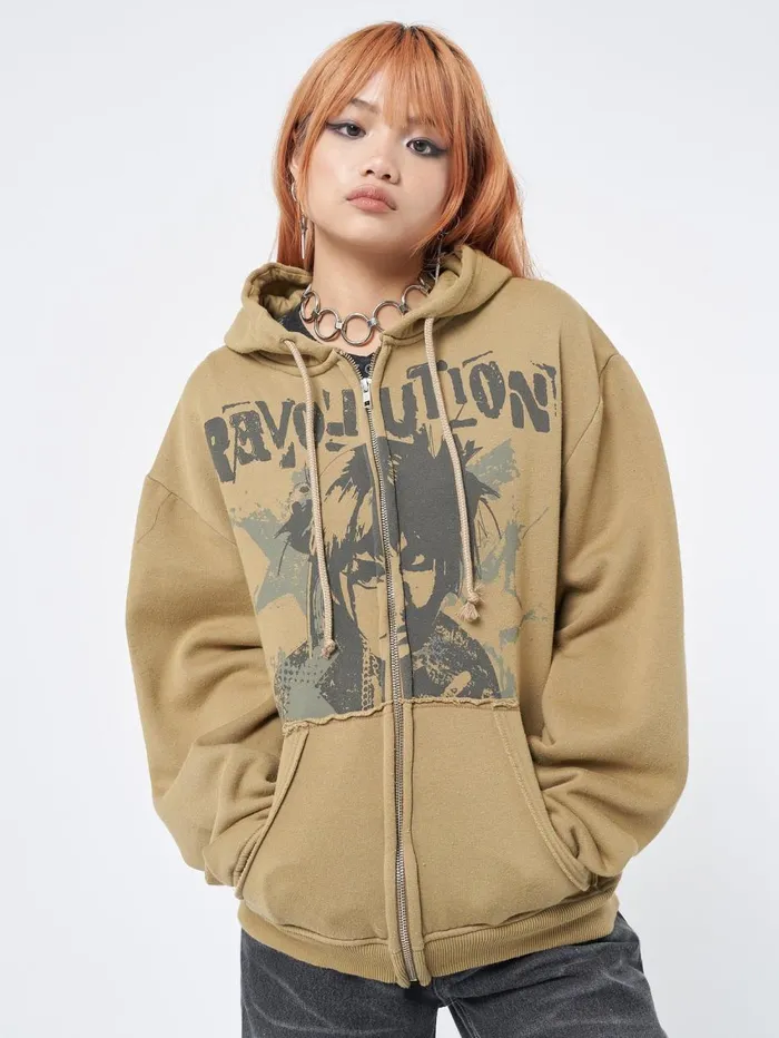 Women Minga London Sweaters and Hoodies Revolution Zip Up Hoodie
