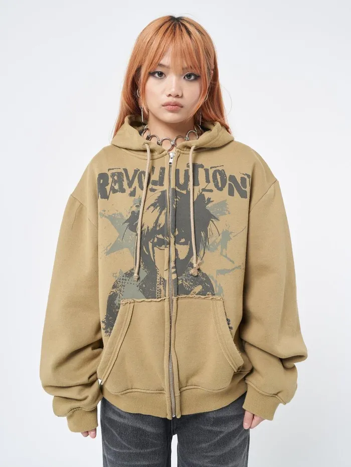 Women Minga London Sweaters and Hoodies Revolution Zip Up Hoodie