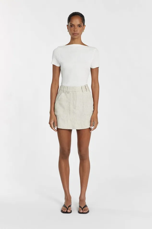 Women Mini DISSH EVA NATURAL LINEN SKORT