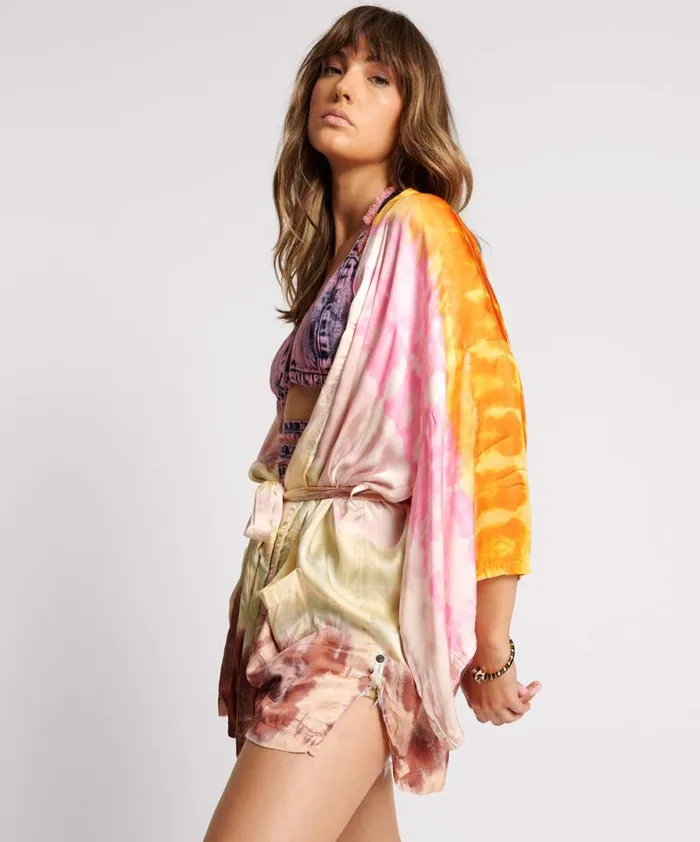 Women MIRAGE HAND DYED SATIN KIMONO One Teaspoon Jackets