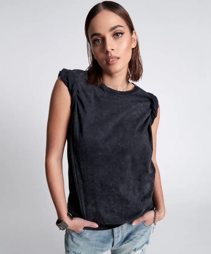 Women ORGANIC BAMBOO GRAFFITTI UNISEX TEE BLACK One Teaspoon Tees and Tanks