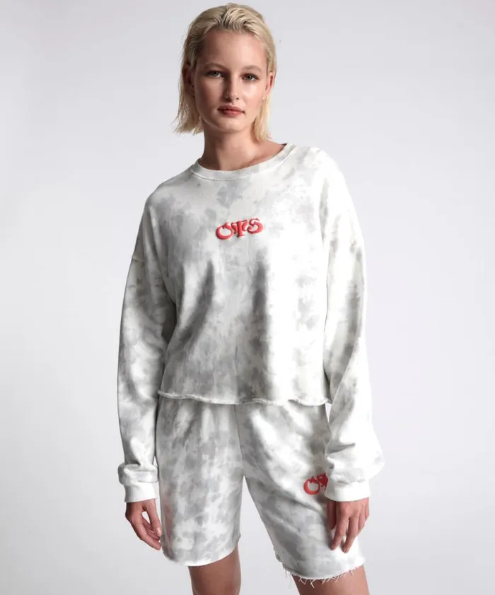 Women OTS COMMUTER CROP SWEATER WHITE One Teaspoon Hoodies And Sweats