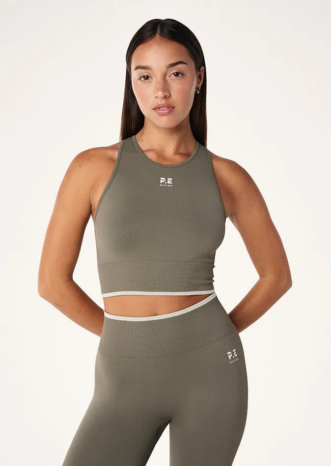 Women PE Nation RESTORE SEAMLESS LEGGING IN KHAKI Seamless
