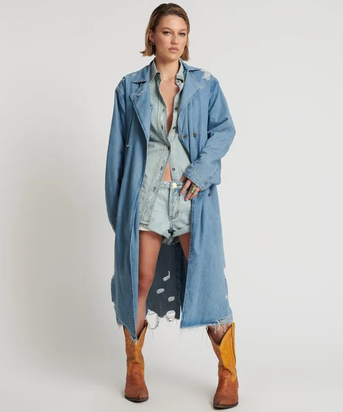 Women PACIFICA DENIM TRENCH COAT One Teaspoon Jackets