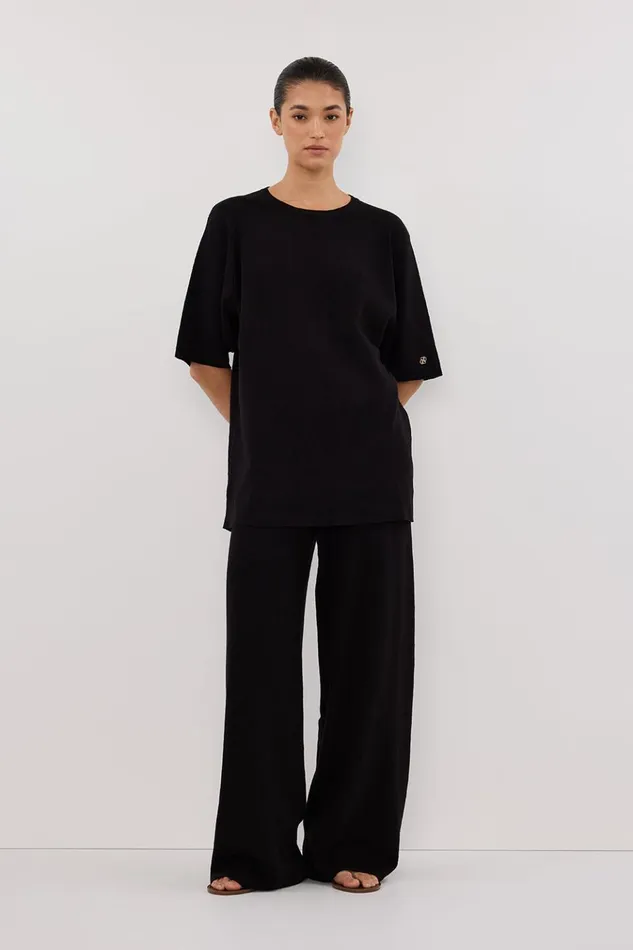 Women Pants DISSH OLIVIA BLACK WIDE LEG KNIT PANT