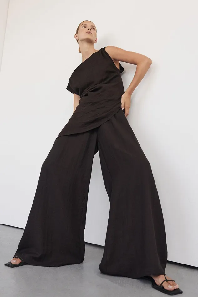 Women Pants DISSH SHYLA BITTER CHOC WIDE LEG PANT