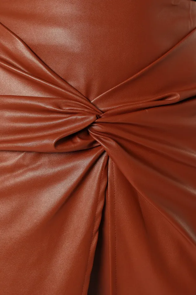 Women Petal and Pup Kristy Vegan Leather Skirt Brown Skirts