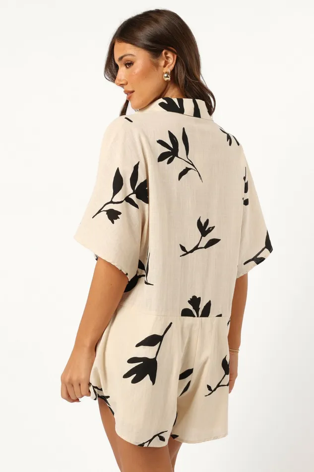 Women Petal and Pup Sebastian Romper White Black Print Jumpsuits and Rompers Women Petal and Pup Sebastian Romper White Black Print Jumpsuits and Rompers