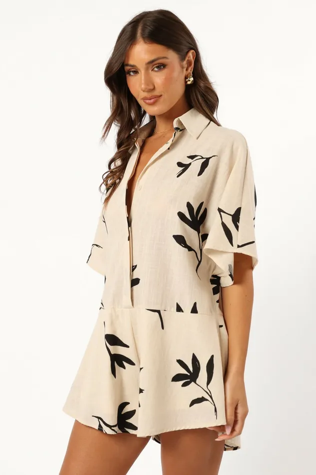 Women Petal and Pup Sebastian Romper White Black Print Jumpsuits and Rompers Women Petal and Pup Sebastian Romper White Black Print Jumpsuits and Rompers