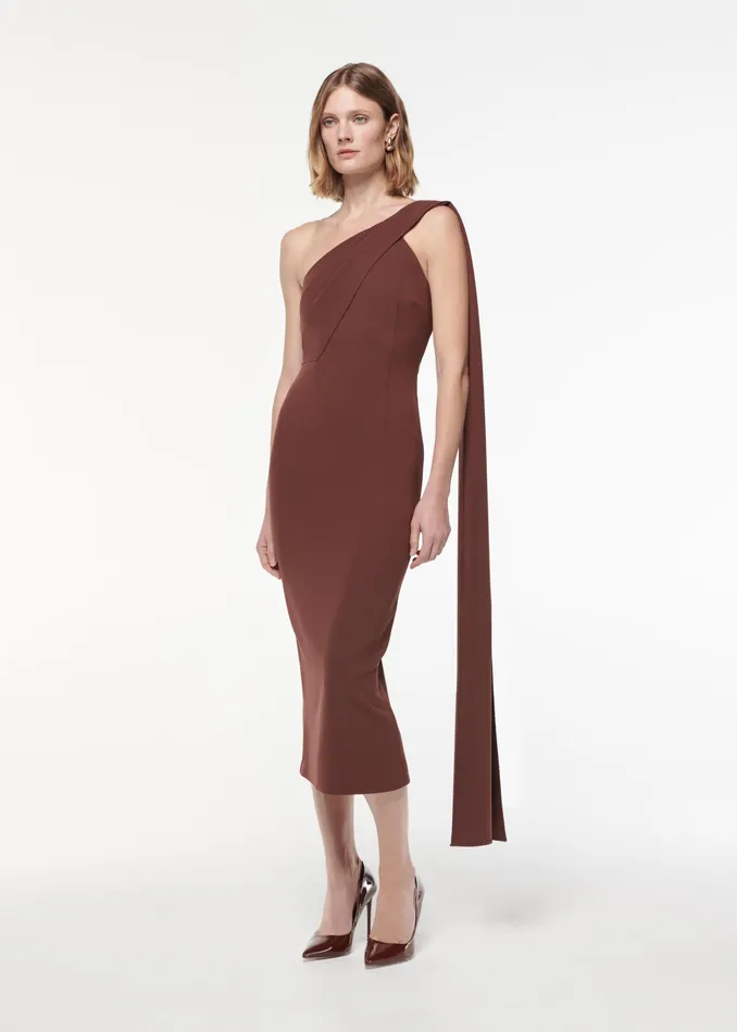 Women Roland Mouret Clothing Asymmetric Heavy Cady Midi Dress