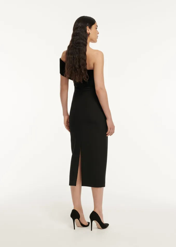 Women Roland Mouret Clothing Asymmetric Panelled Stretch Cady Midi Dress