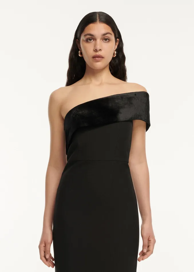 Women Roland Mouret Clothing Asymmetric Panelled Stretch Cady Midi Dress