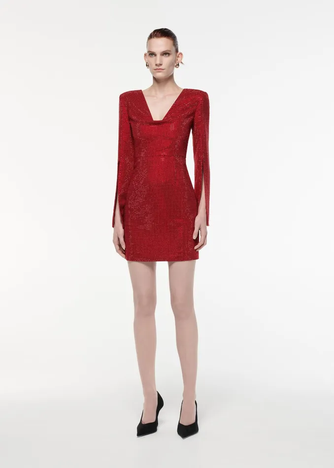 Women Roland Mouret Clothing Cape Sleeve Diamante Mini Dress