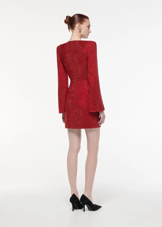 Women Roland Mouret Clothing Cape Sleeve Diamante Mini Dress