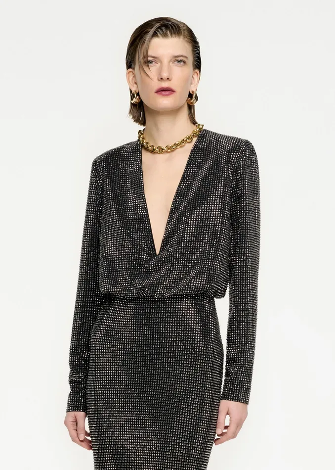Women Roland Mouret Clothing Long Sleeve Diamante Maxi Dress