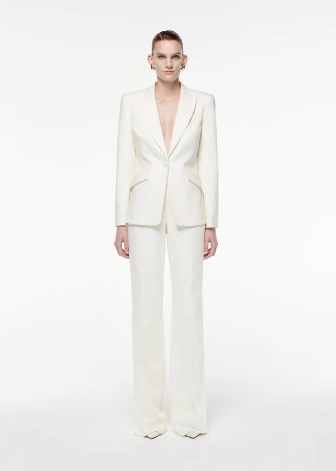 Women Roland Mouret Clothing Single Breasted Linen Blazer