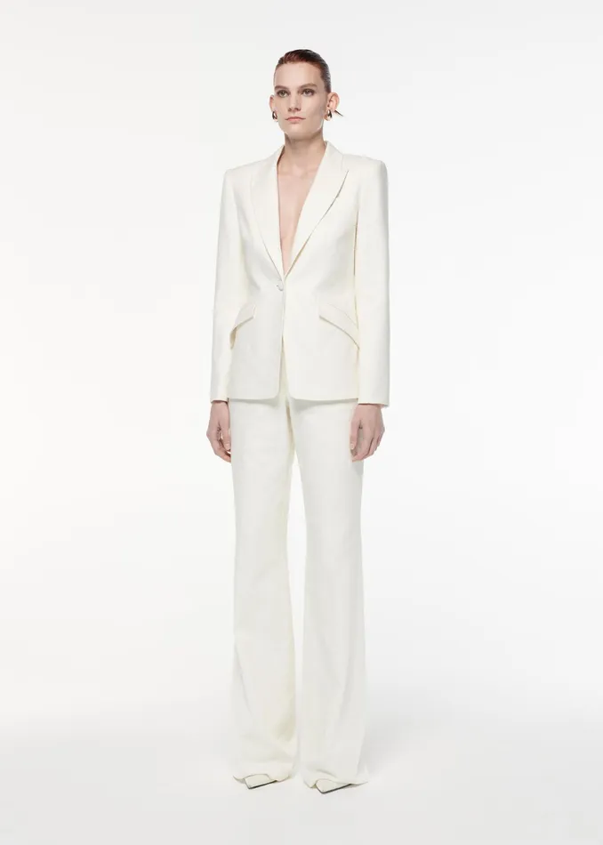 Women Roland Mouret Clothing Single Breasted Linen Blazer
