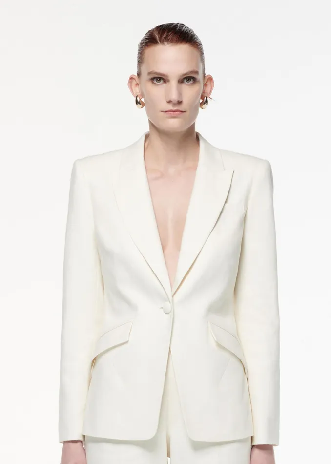 Women Roland Mouret Clothing Single Breasted Linen Blazer
