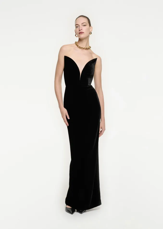 Women Roland Mouret Clothing Strapless Velvet Gown