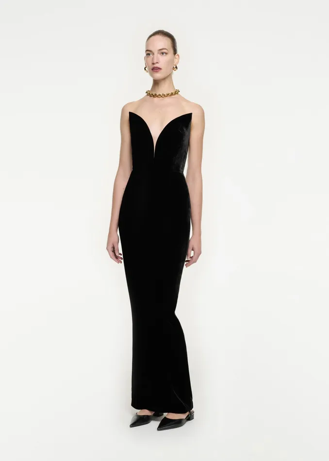 Women Roland Mouret Clothing Strapless Velvet Gown
