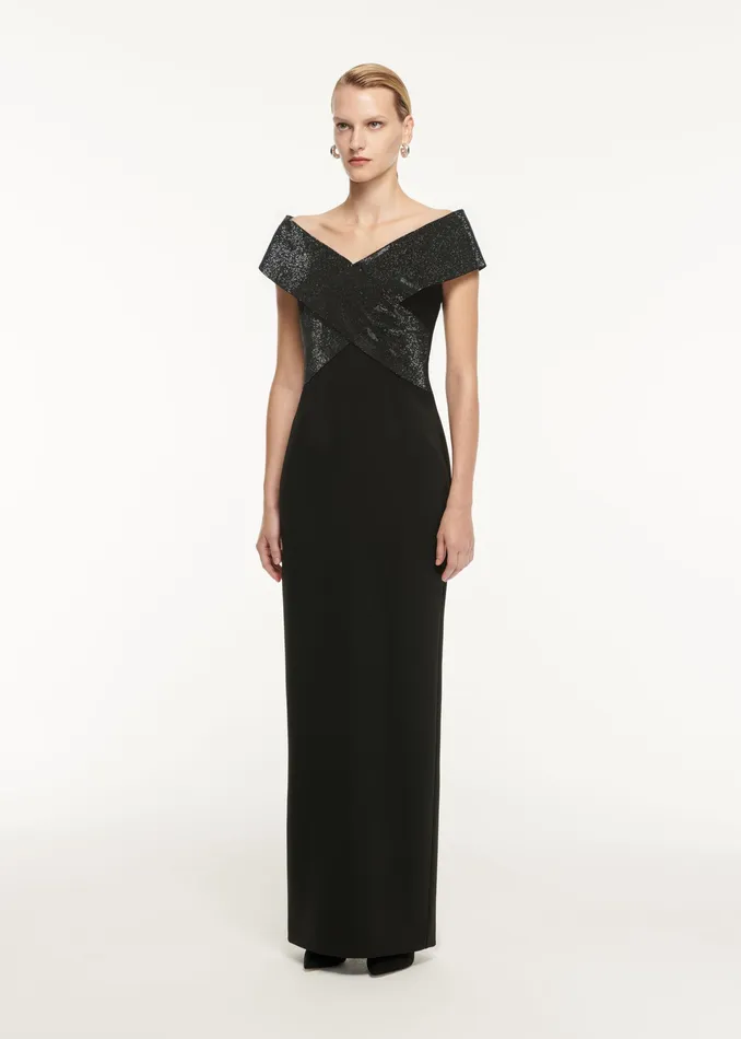 Women Roland Mouret Clothing Stretch Cady Embellished Maxi Dress