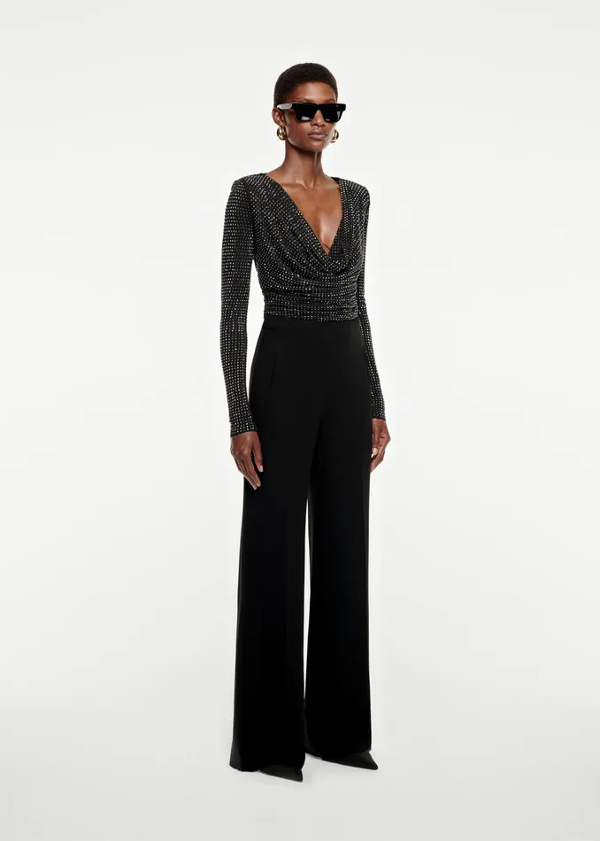 Women Roland Mouret Clothing Wide Leg Stretch Cady Trouser