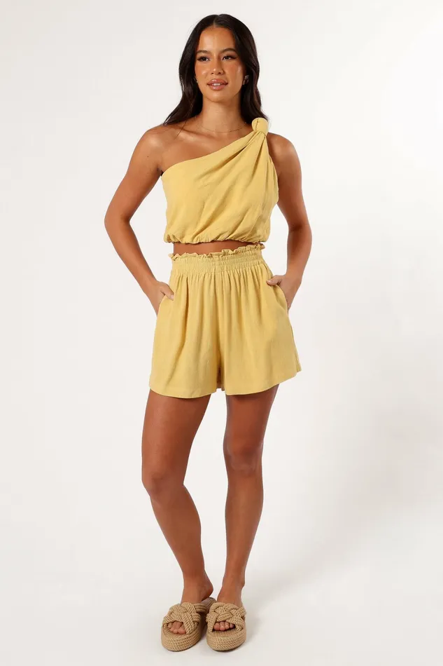 Women Sally Top and Short Set Butter Yellow Matching Sets Petal and Pup