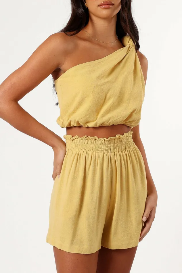 Women Sally Top and Short Set Butter Yellow Matching Sets Petal and Pup