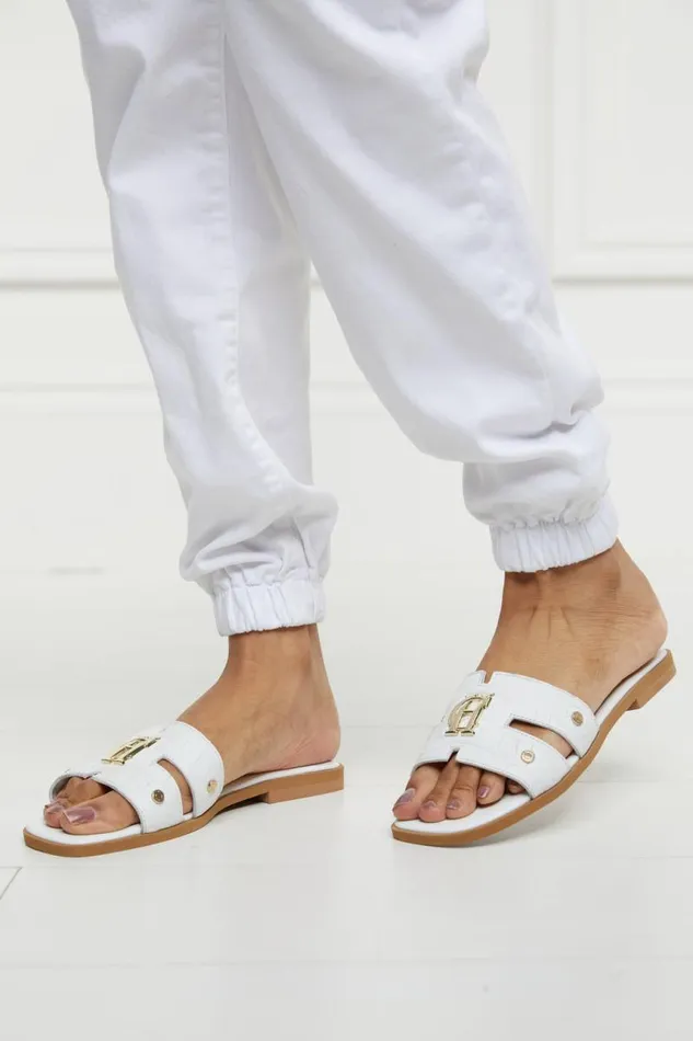 Women Sandals and Slides Holland Cooper Monogram Slides White Croc Women Sandals and Slides Holland Cooper Monogram Slides White Croc