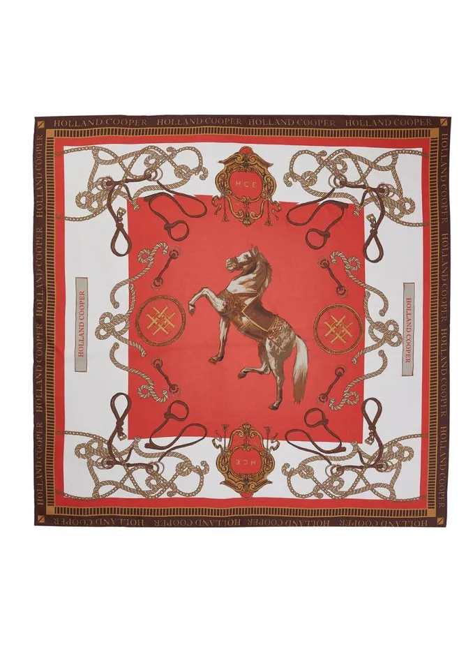 Women Scarves Holland Cooper Regal Horse Silk Scarf Sienna