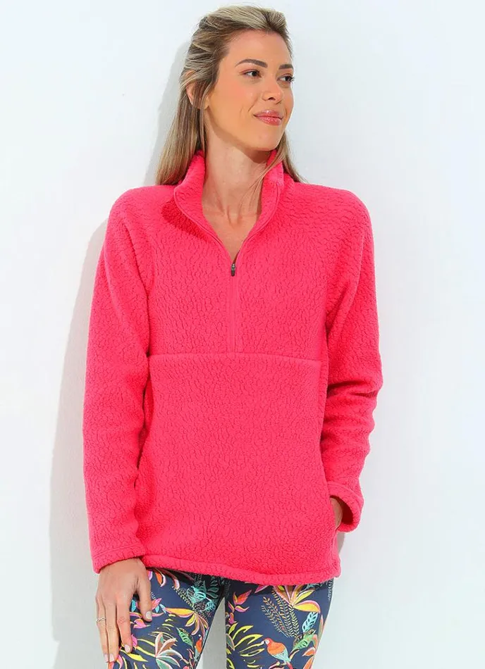 Women Sherpa Halfzip Pink Dona Jo Jackets
