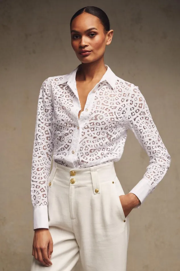 Women Shirts and Blouses Holland Cooper Classic Lace Shirt White