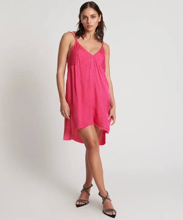 Women SHOCKING PINK JACQUARD SLIP DRESS One Teaspoon Mini Dresses