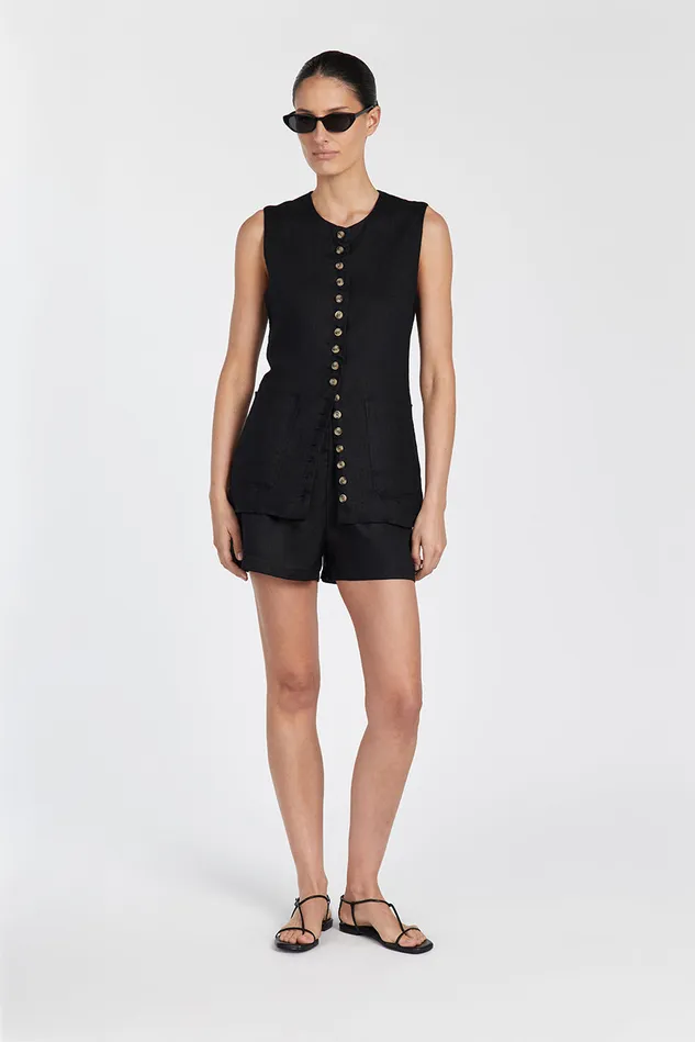 Women Shorts DISSH CORY BLACK LINEN SHORT