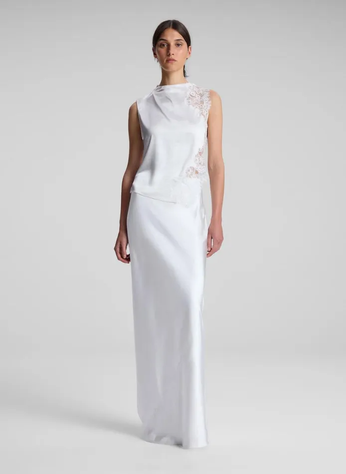 Women Skirts ALC Greta Satin Maxi Skirt Whisper White