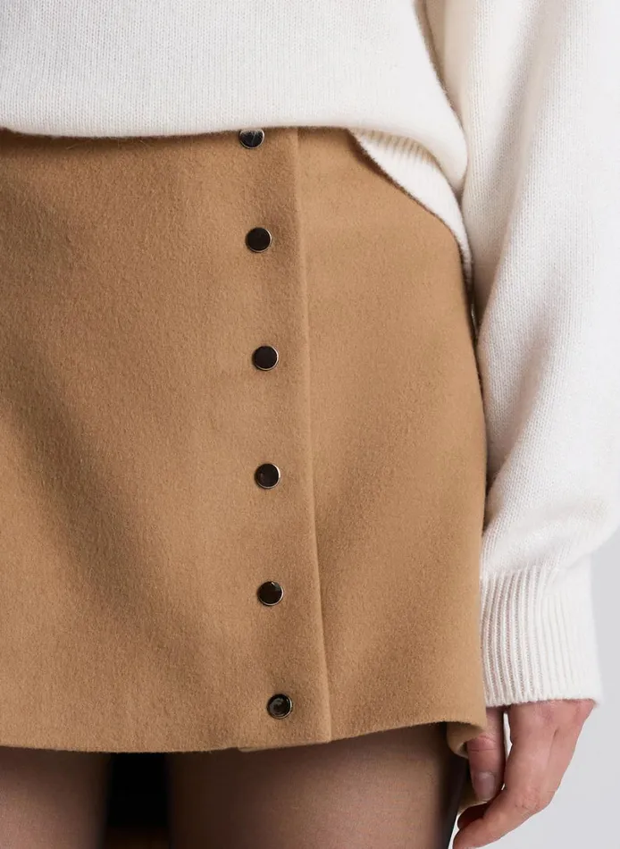Women Skirts ALC May Wool Cashmere Mini Skirt Camel