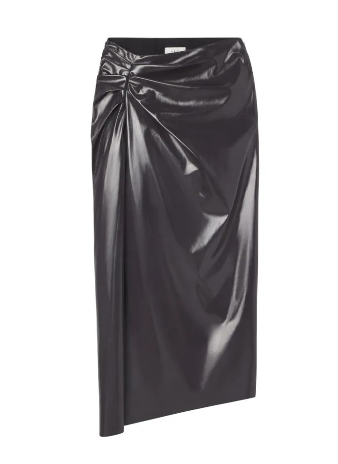 Women Skirts ALC Tessa Patent Vegan Leather Midi Skirt Smoke