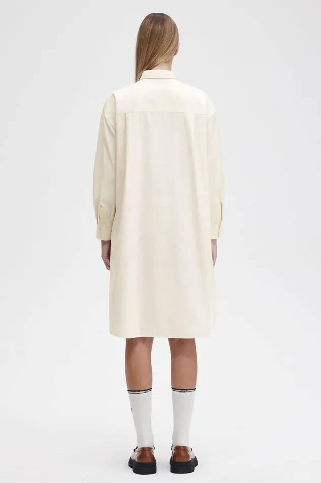 Women Split Detail Shirt Dress Ecru Fred Perry Dresses