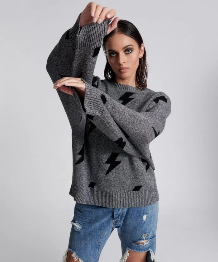 Women STATIC LIGHTNING SWEATER One Teaspoon Knitwear Women STATIC LIGHTNING SWEATER One Teaspoon Knitwear