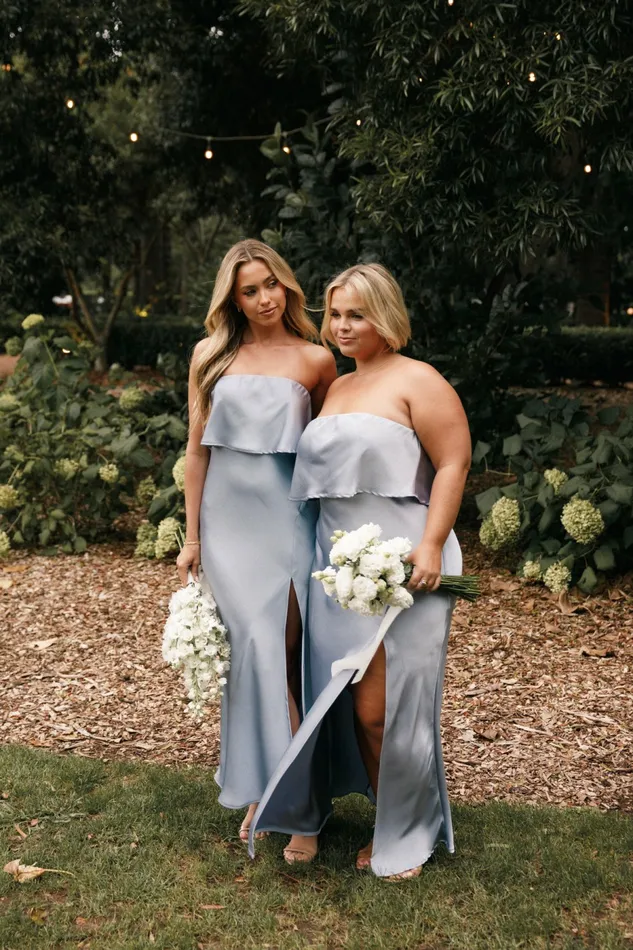 Women Strapless Dresses Petal and Pup Vienna Strapless Midi Dress Blue