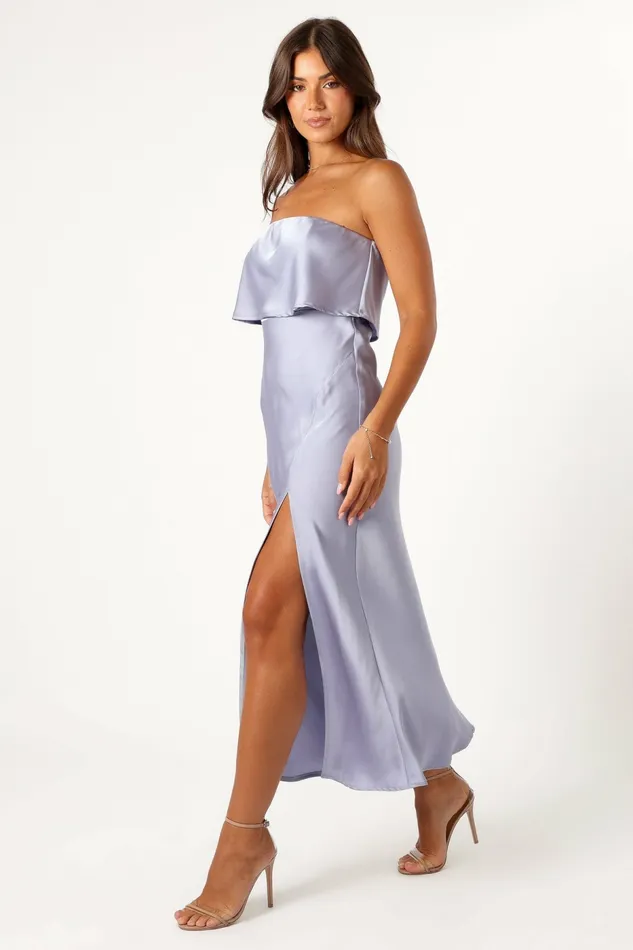 Women Strapless Dresses Petal and Pup Vienna Strapless Midi Dress Blue