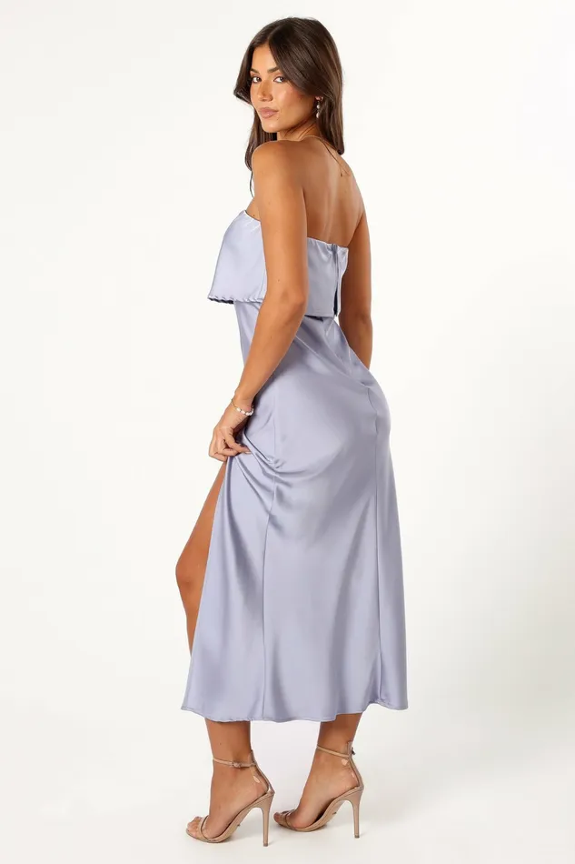 Women Strapless Dresses Petal and Pup Vienna Strapless Midi Dress Blue