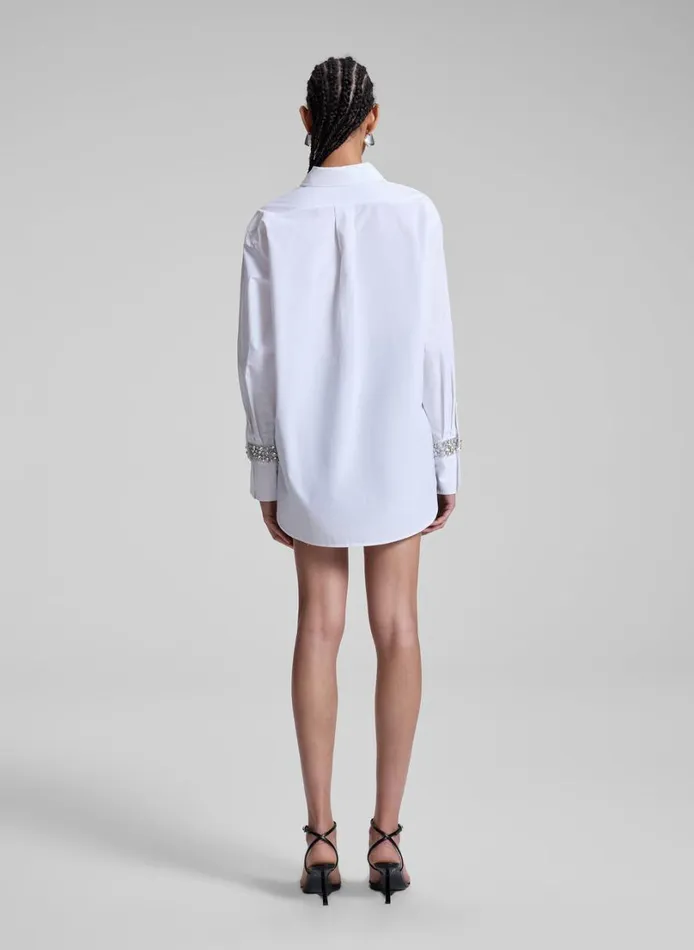 Women Suits ALC Calvin Embellished Sleeve Shirt White
