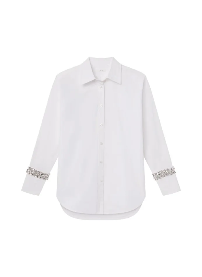 Women Suits ALC Calvin Embellished Sleeve Shirt White