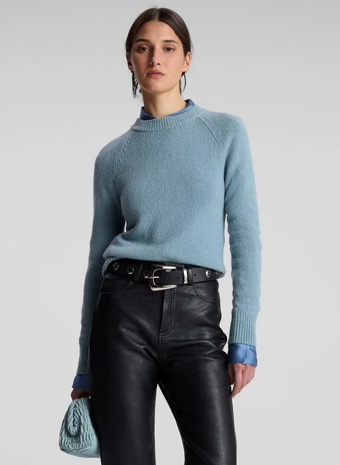 Women Sweaters ALC Frankie Wool Cashmere Crew Neck Sweater Zenith Blue