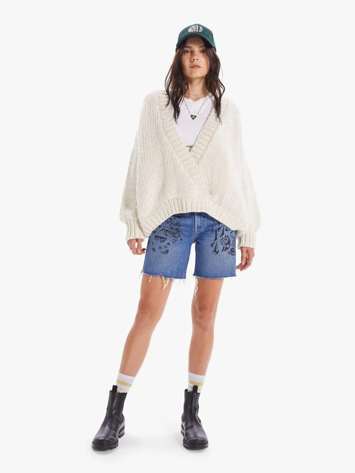Women Sweaters Mother Denim The Criss Cross Jumper Natural