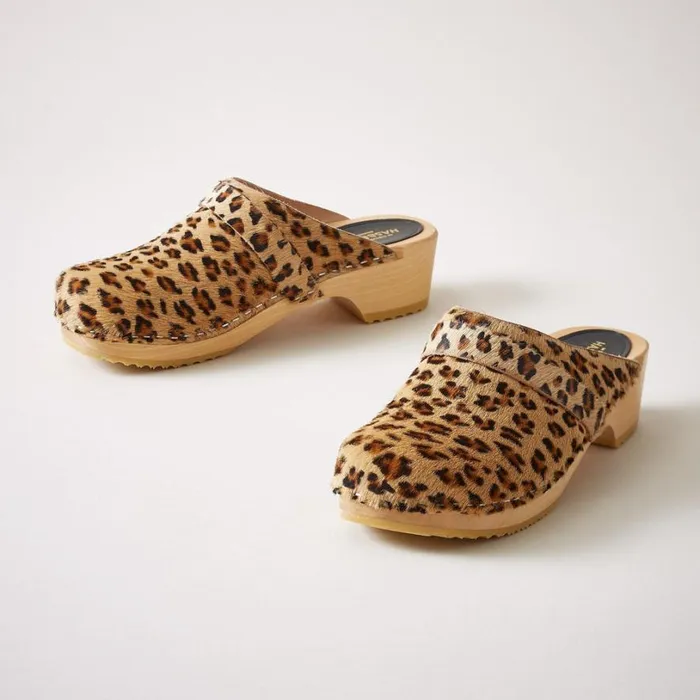 Women Swedish Husband Clogs Leopard Sundance Catalog Shoes