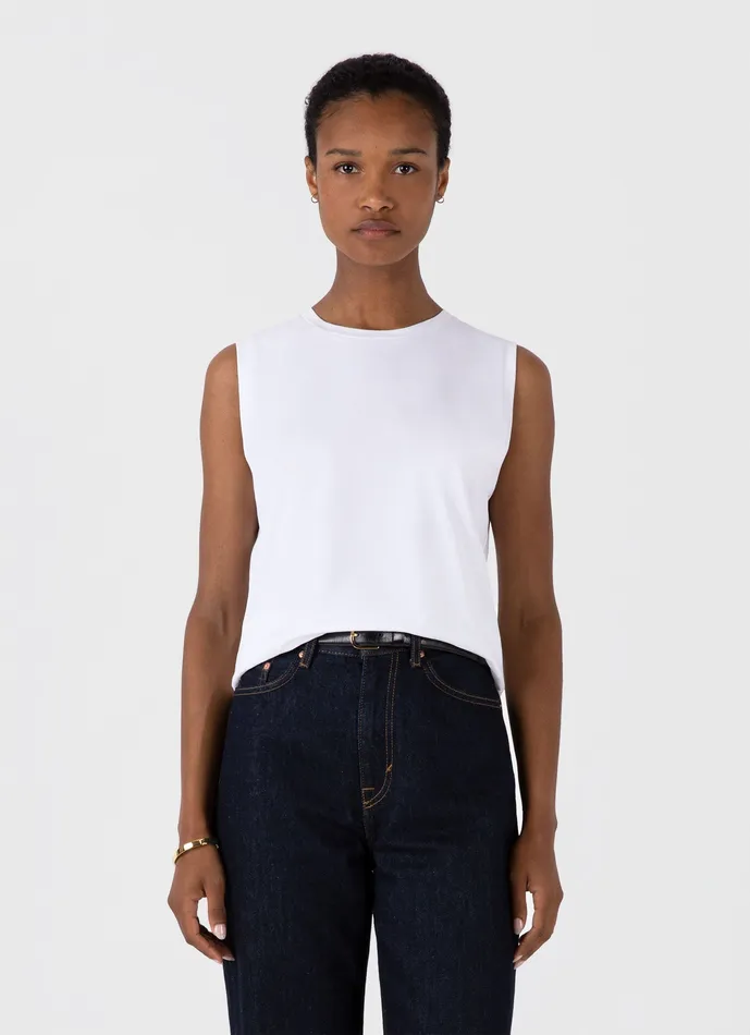 Women Tshirts and Tops ussunspel Boy Fit Tank White